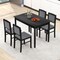 5-Piece Rubber Wood Dining Table Set with 4 Comfortable Cushion Chairs Ideal for Home and Kitchen